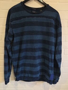Scotch & Soda Navy and Blue Striped Crewneck Sweater